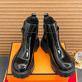 Botas masculinas de couro envernizado, de alta qualidade, superfície brilhante, confortável, sola grossa, cano alto, marca de moda, antiderrapante, chelsea