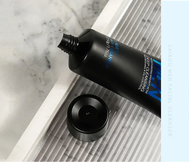 LAIKOU Limpador Facial Masculino 50g Limpeza Profunda Controle de Oleosidade Anti Acne Refrescante Hidratante Para Cuidados com a Pele Masculina