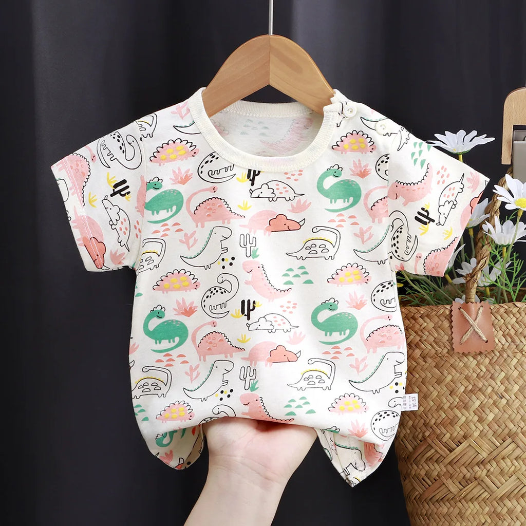2025 verão crianças dos desenhos animados camiseta para menino animal impressão dinossauro urso meninos t camisa meninas topos camisetas dos desenhos animados crianças roupas