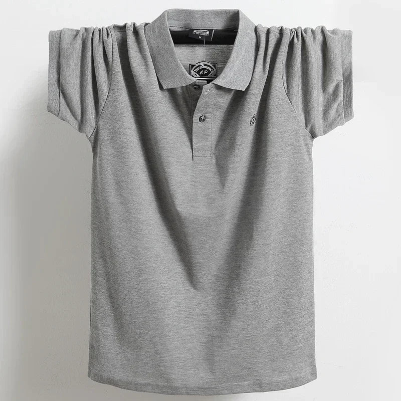 Camisa polo masculina de verão, roupas de marca de algodão puro, camisa polo masculina casual de negócios, manga curta, respirável, camisa polo macia 5xl