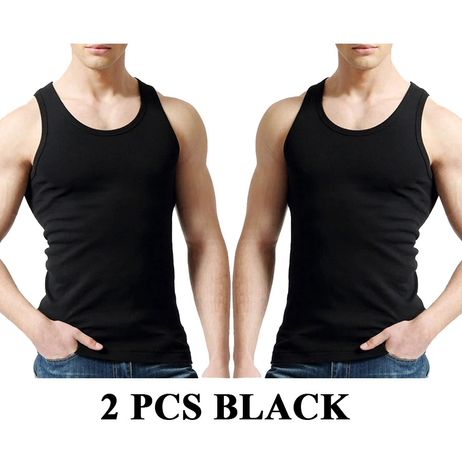 Regatas masculinas 100% algodão sólido colete masculino respirável sem mangas topos fino casual ginásio correndo confortável camiseta presente dos homens