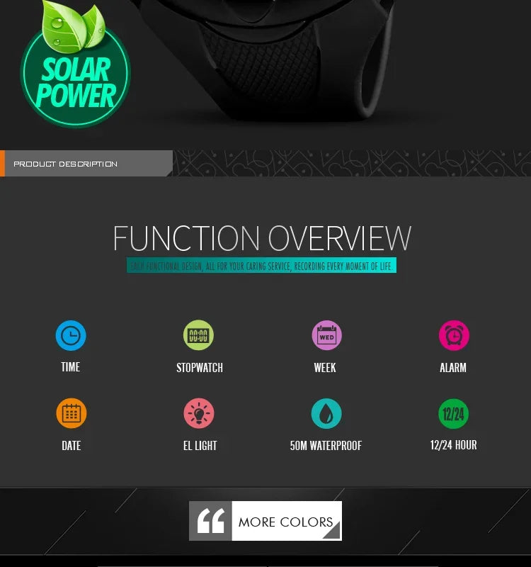 Skmei 1405 esporte digital relógios de pulso dos homens solar para energia ambientalmente alarme masculino reloj hombre relógios luminosos