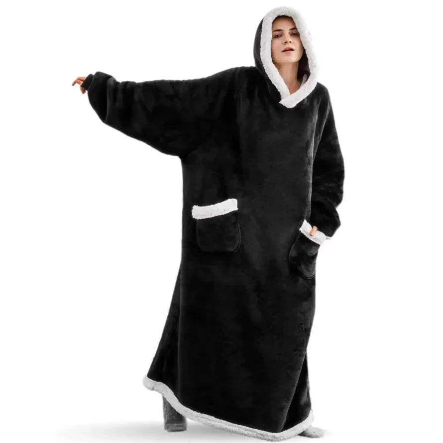 Cobertor de flanela super longo para homens e mulheres, moletom, suéter, pulôver, velo, TV gigante, cobertor extragrande, inverno, 2024