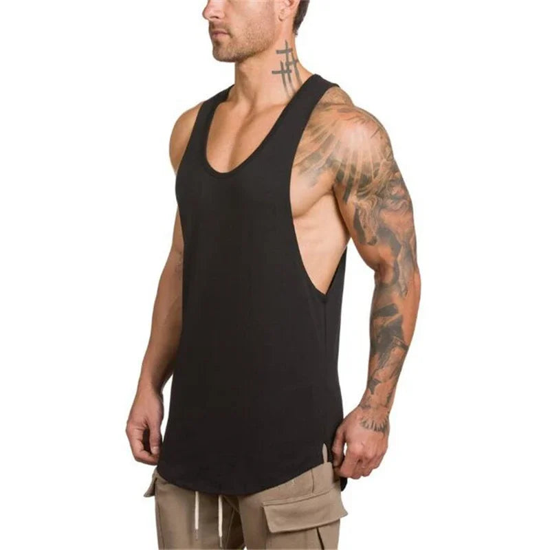 Marca roupas de ginástica dos homens musculação e fitness stringer tanque superior colete roupas esportivas undershirt treino muscular singlets