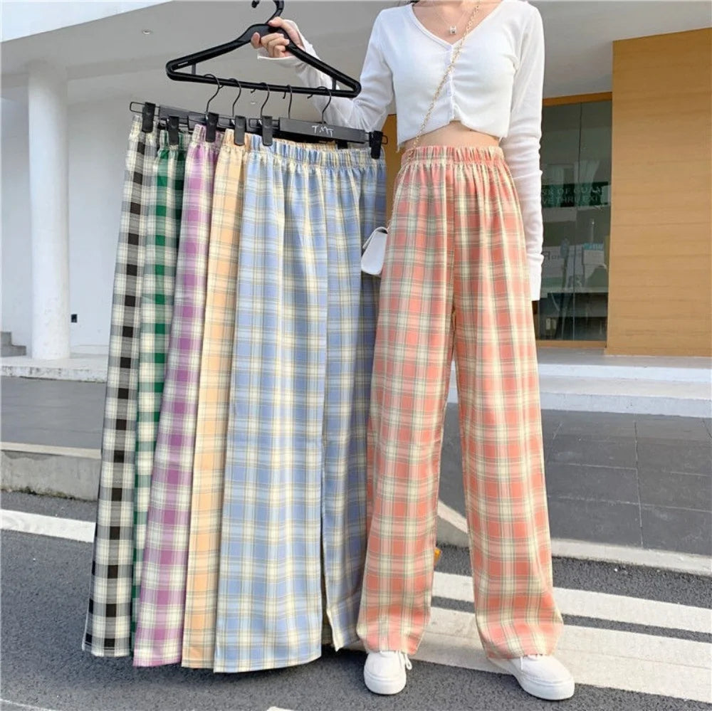 Moda casual verificado vermelho tartan calças de pijama macio e confortável cintura elástica nova feminina xadrez pijamas casa lounge pa