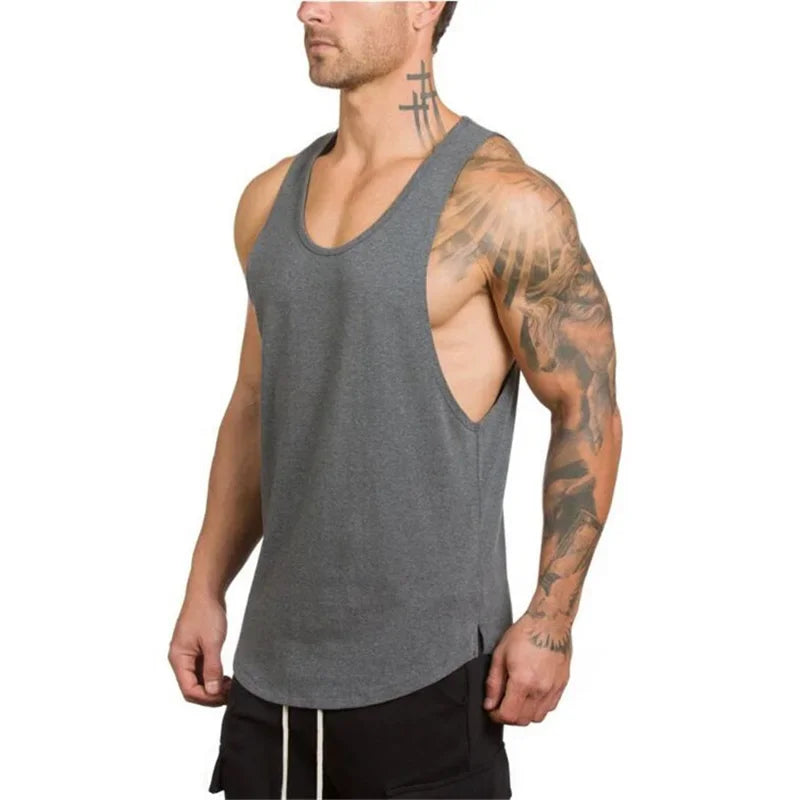 Marca roupas de ginástica algodão singlets canotte musculação stringer tanque superior dos homens camisa de fitness muscular caras sem mangas colete tanktop