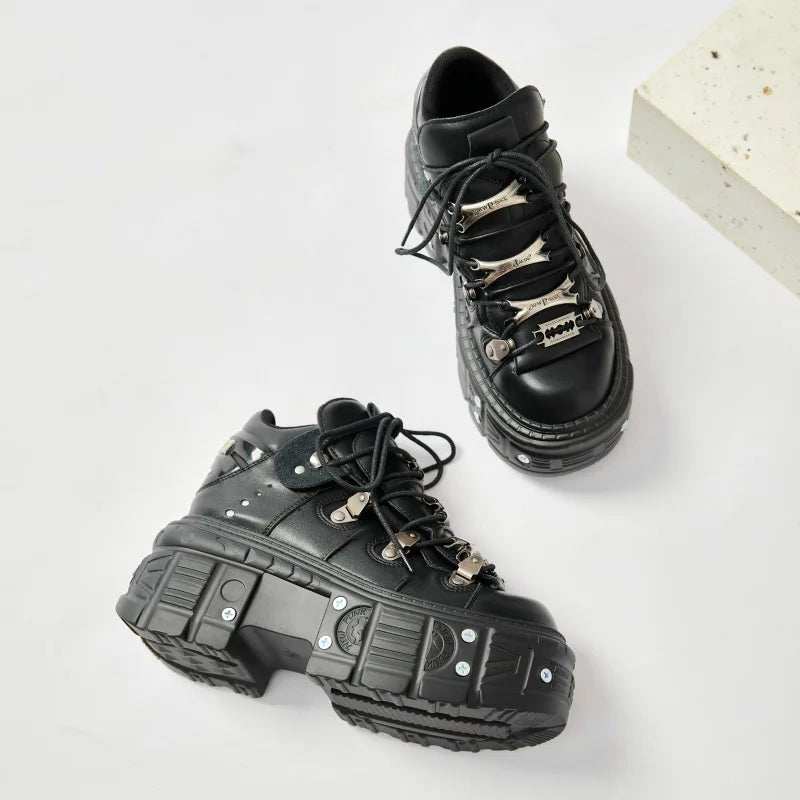 2025 nova plataforma escura feminina heavy metal personalidade goth tênis botas punk 8cm