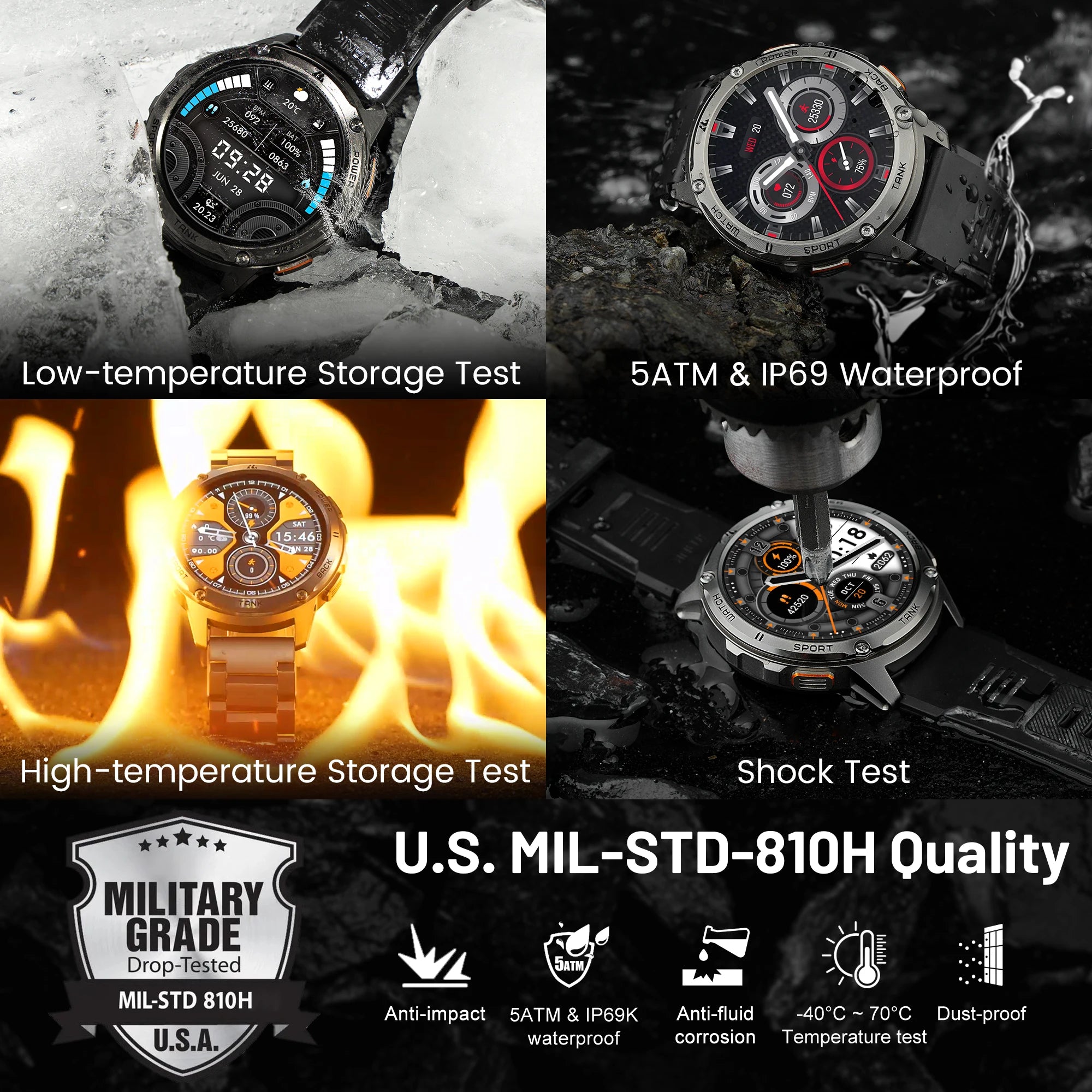 Original KOSPET TANK T3 Relógio Inteligente Para Homens Militar Smartwatch Mulheres Relógios de Fitness Digitais AMOLED AI Voz AOD Bluetooth