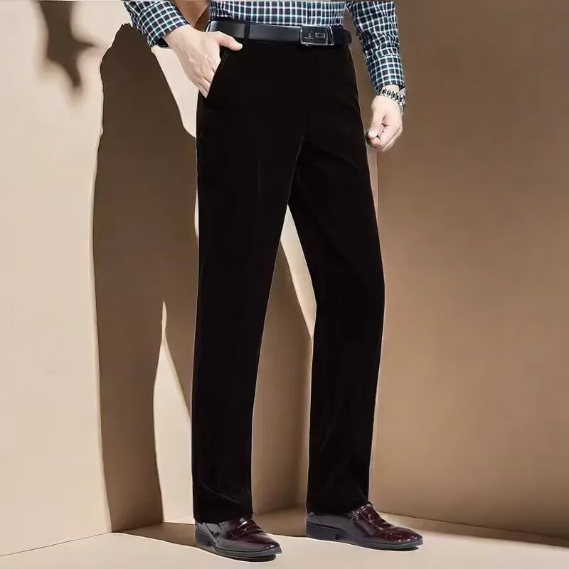Calças de veludo soltas corredores homens de meia idade pai instalado no outono e inverno 2023 calças casuais masculinas para homem streetwear