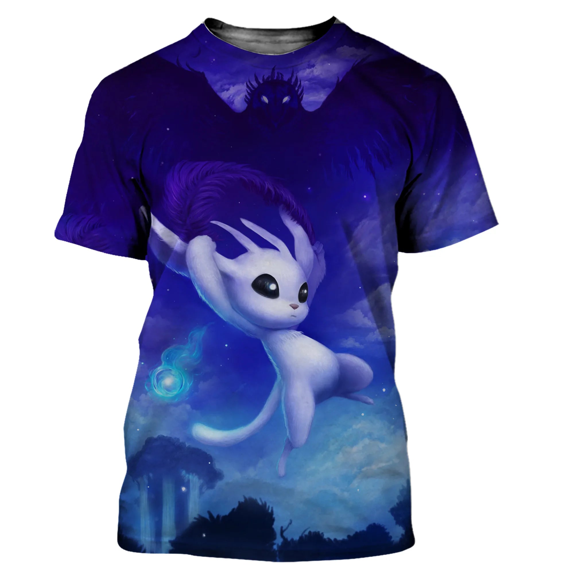 Ori e a vontade das sabedios camisetas jogo dos desenhos animados impressão 3d meninos meninas crianças moda casual oversized t camisa crianças camisetas topos