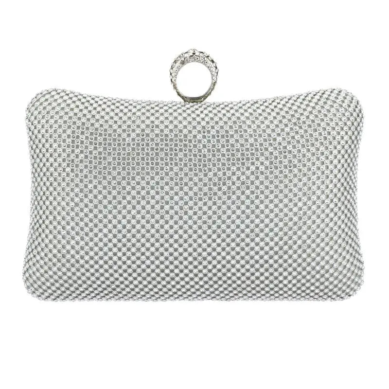 Bolsa de mão feminina para festa à noite, bolsa de mão em corrente para celular, batom prateada