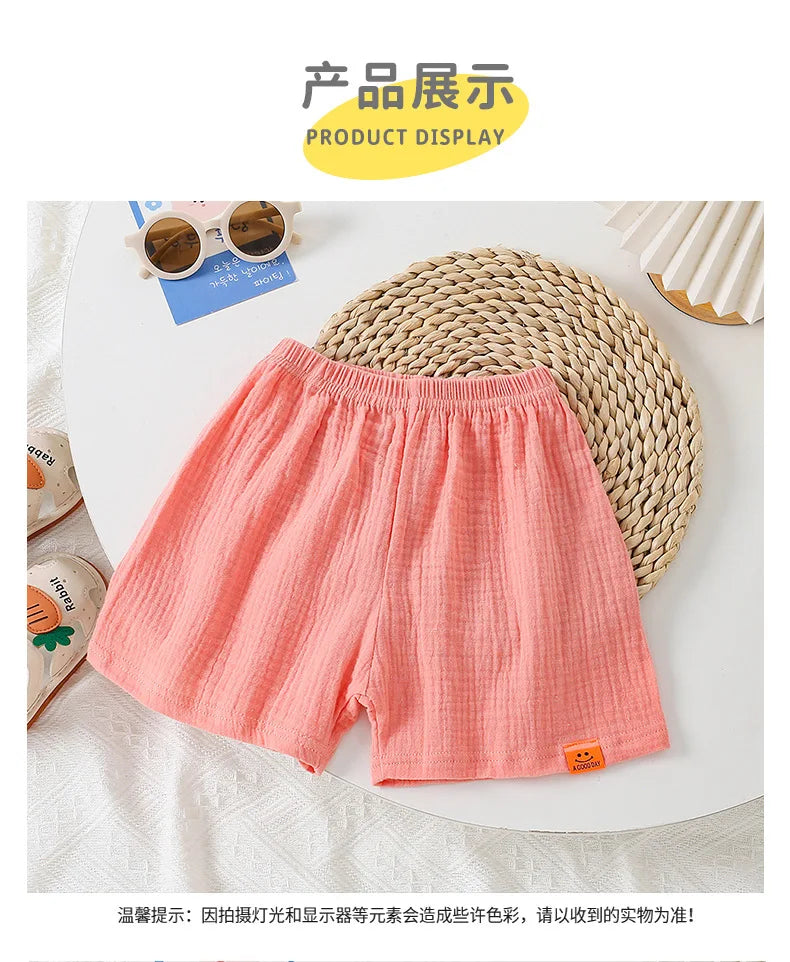 Moda algodão cor sólida crianças shorts infantil estilo coreano verão praia calças curtas inferior para crianças roupas meninas meninos 4-12y