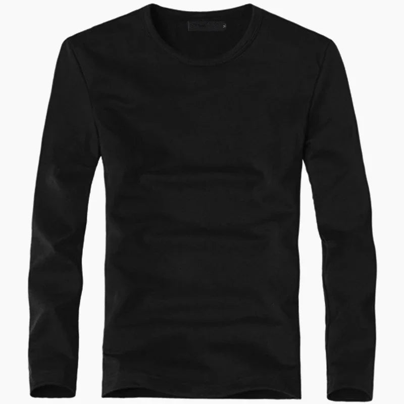 Camiseta Masculina Elástica 2026 com Decote em V e Manga Longa, Camisetas para Homens, Roupas Masculinas, Camiseta Nova em Cores Sólidas
