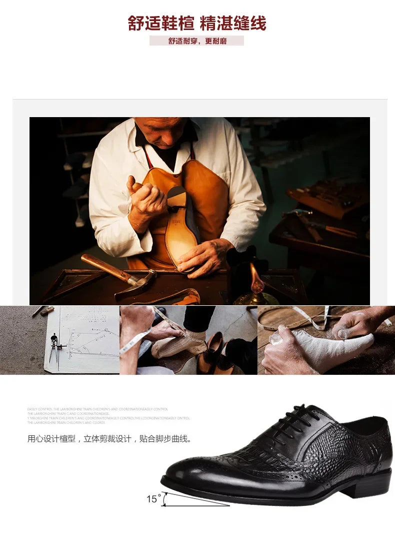 Sapatos casuais masculinos de estilo britânico de luxo escritório oxford sapatos de couro masculinos confortáveis resistentes ao desgaste sapatos formais masculinos de tamanho grande