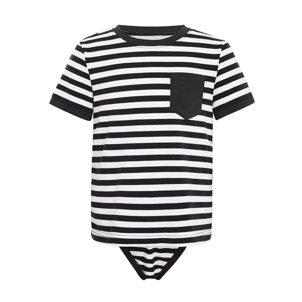 Roupas Adaptativas para Crianças com Necessidades Especiais, Macacão de Manga Curta com Botão Pressionado, Estilo T-shirt 2 em 1