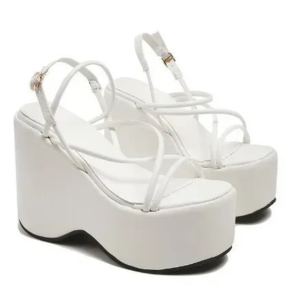 Plataforma marca design mulher sandálias sexy sapatos punk cunhas salto alto confortável lazer mulher sapatos designer sandalias 2024