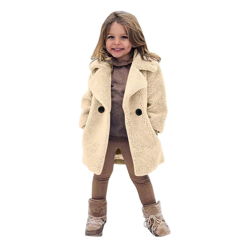 Bebê meninas casacos de pele do falso crianças inverno quente jaquetas de pelúcia crianças turndown colarinho acolchoado outerwear infantil casual roupas exteriores