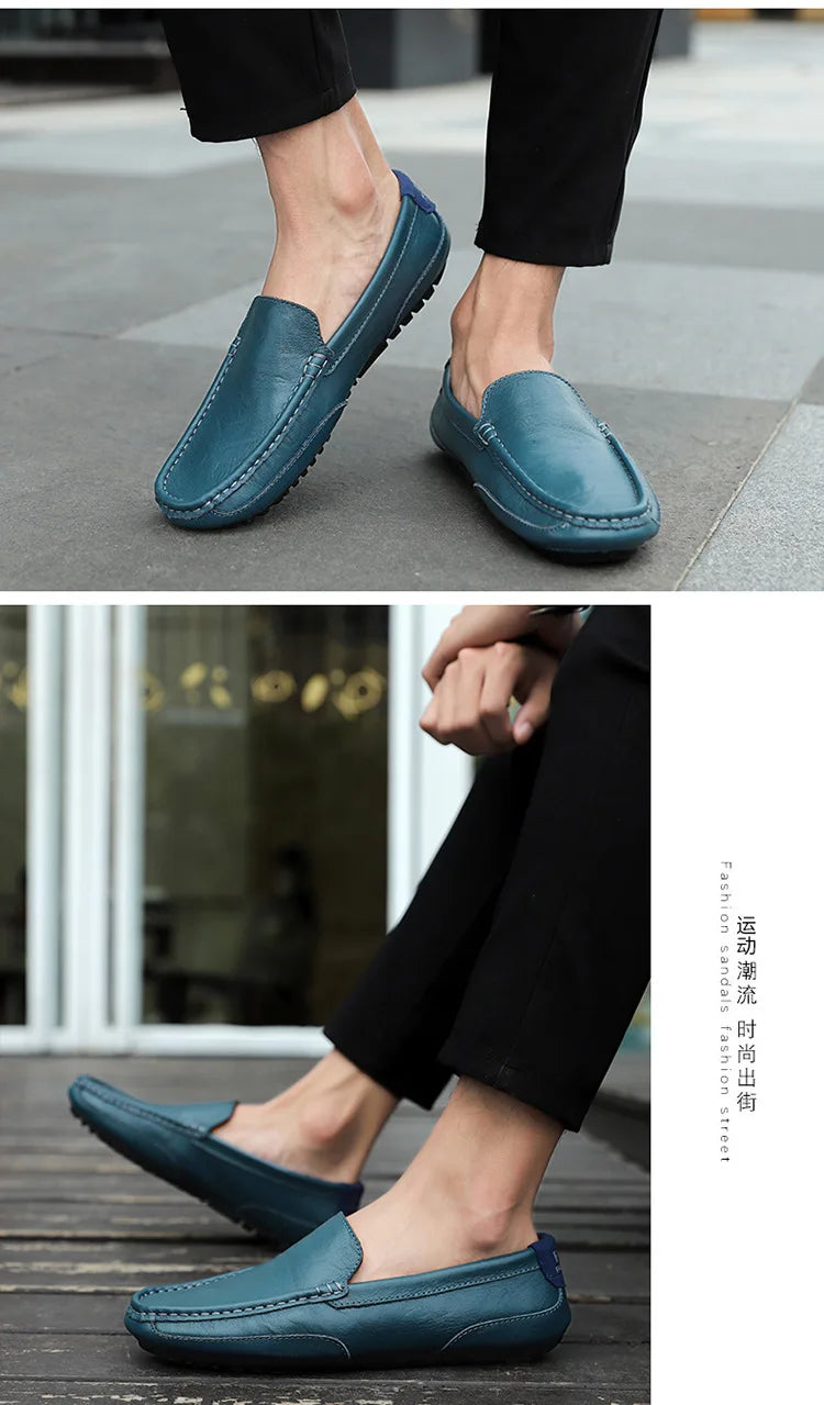 Sapatos de couro masculino luxo na moda casual deslizamento em mocassins formais mocassins italiano preto masculino sapatos de condução tênis plus size