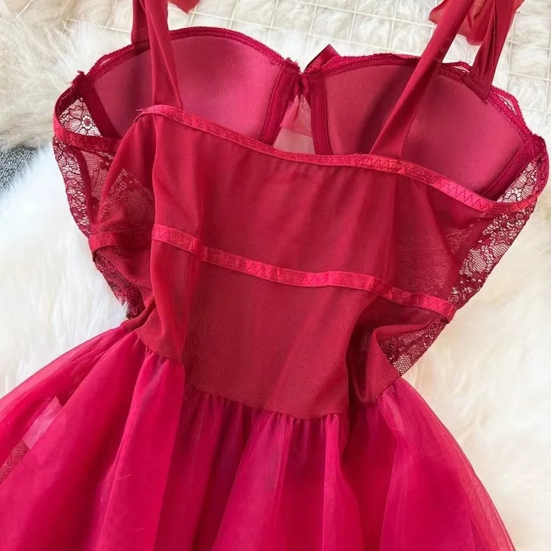 Mini vestido transparente sem costas para mulheres, sleepwear sexy, renda pura, pijamas sensuais, camisola de malha, lingerie branca, senior