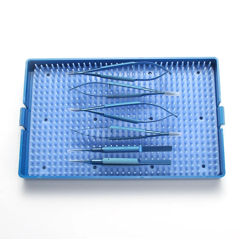 Conjunto de ferramentas para pálpebras, fórceps porta-agulhas com tesoura de dentes, instrumento oftálmico de aço inoxidável
