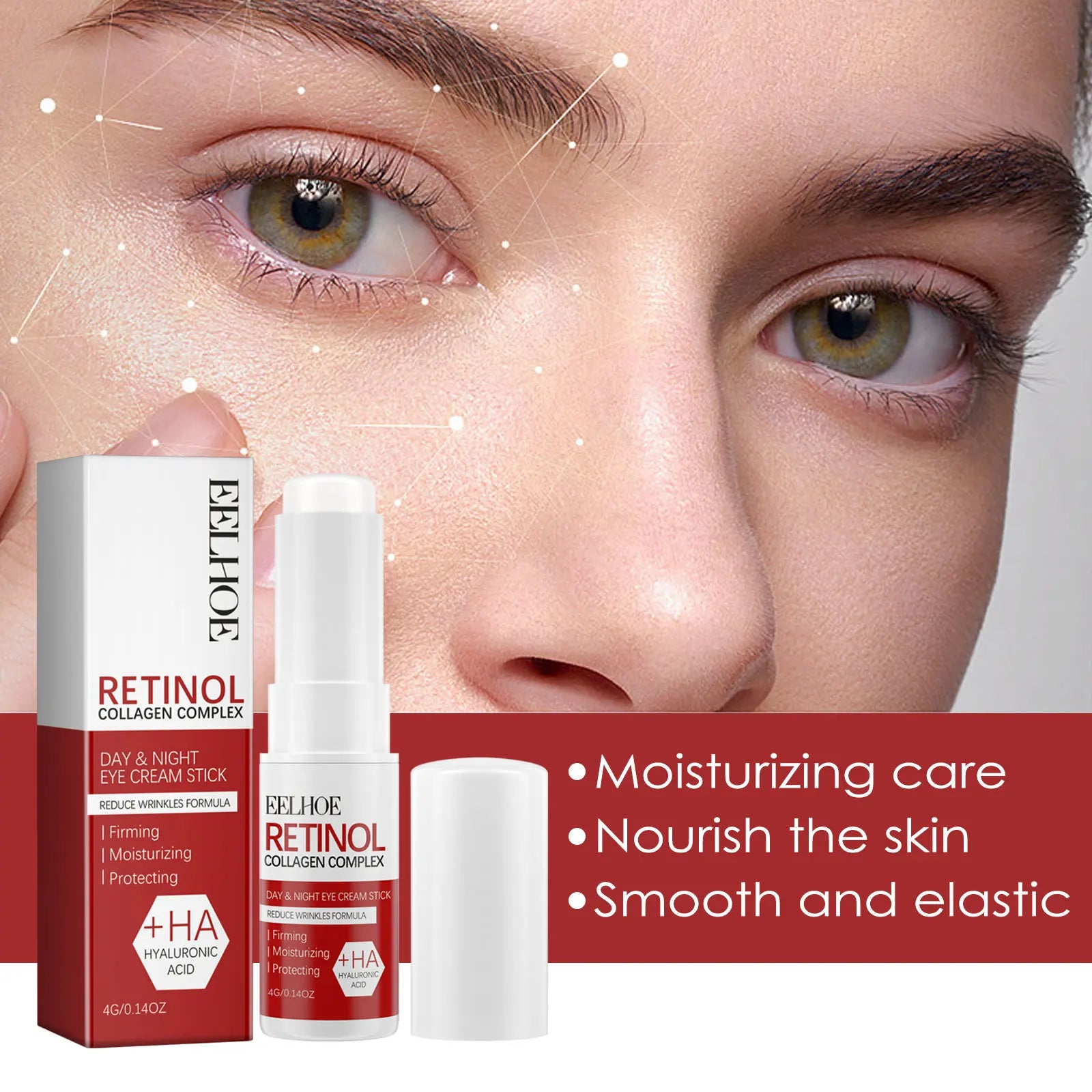 Eelhoe retinol olho vara 4g sob tratamento ocular círculo escuro redução de inchaço anti envelhecimento rolo linhas finas hidratante
