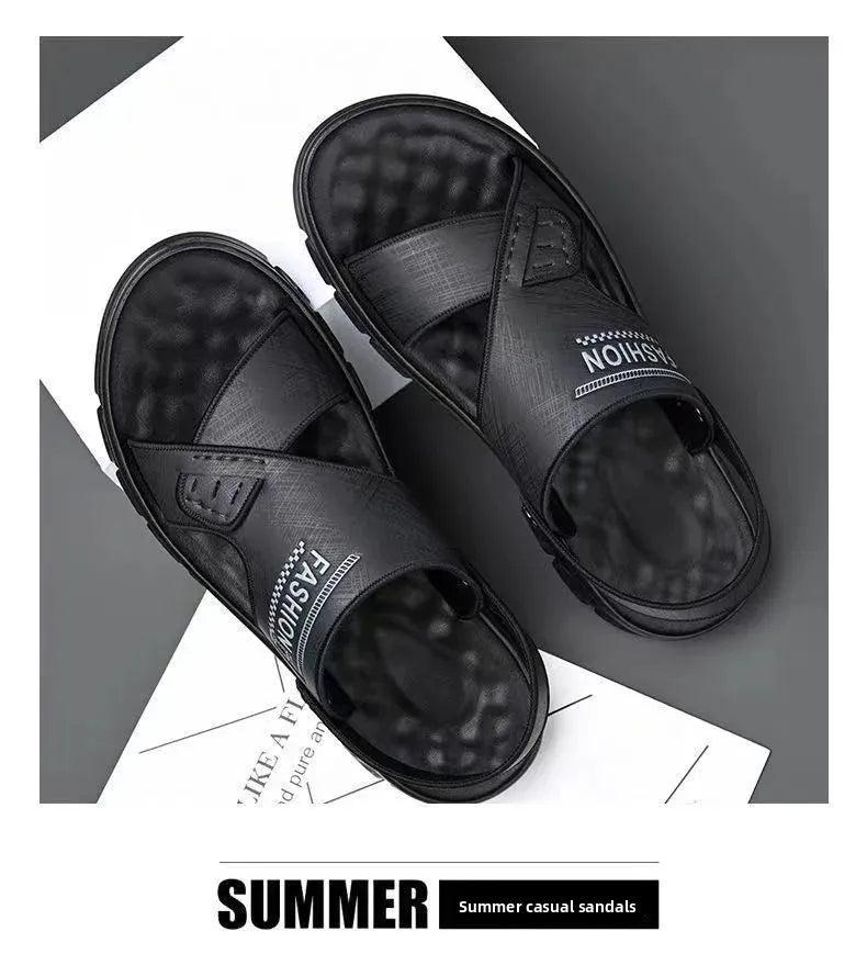 Sandálias de Praia Masculinas de Verão, Reforçadas, Antiderrapantes, Resistentes ao Desgaste, Respiráveis, para Dirigir, Material PVC, Calçados para Adultos