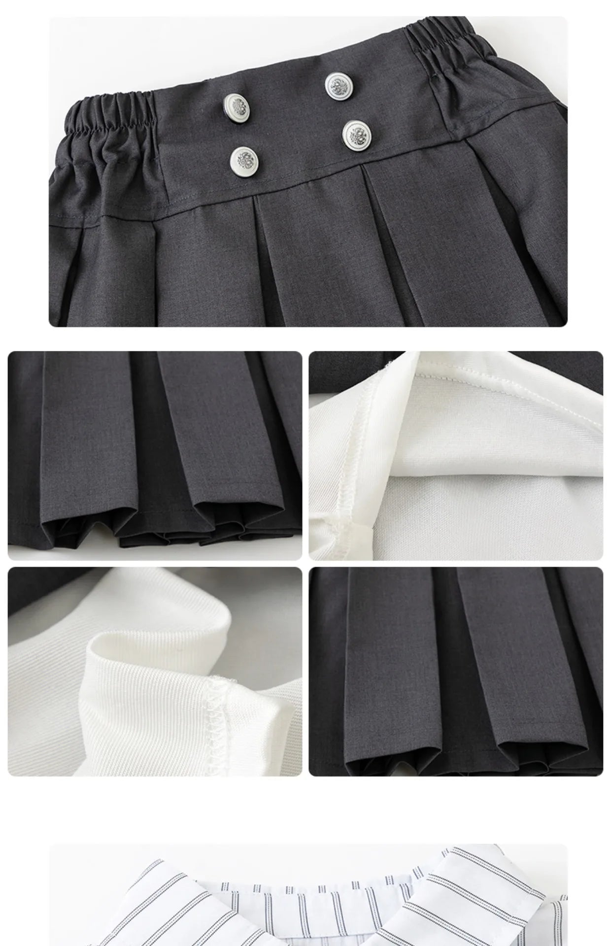 Meninas coreano japonês preppy listrado blusa saias meninos camisas shorts crianças conjuntos de roupas verão estudantes uniformes escolares