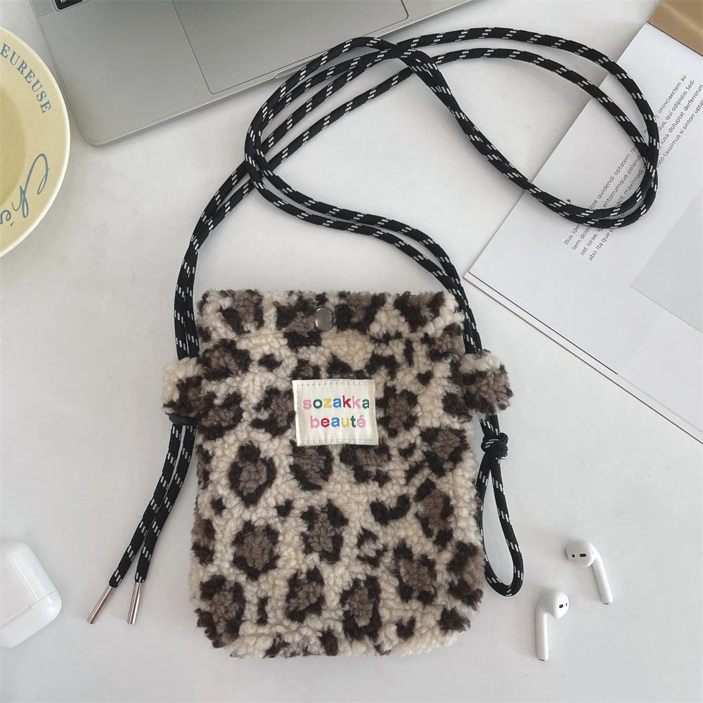 Novo ponto de pelúcia crossbody sacos para mulheres bonito rosa bolsa de ombro bolsas bolsa de telefone portátil