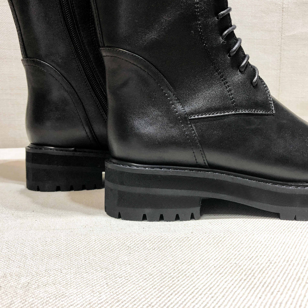 Krazing pot-botas de couro genuíno com cordões e saltos baixos, dedo do pé redondo, punk, superstar, fecho de fivela, sobre o joelho, tamanho grande
