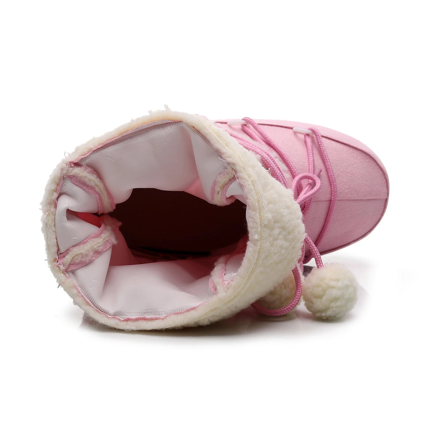 Botas de inverno rosa botas de neve femininas sola grossa botas de esqui quentes meados de bezerro botas de espaço antiderrapantes sapatos de algodão navio livre