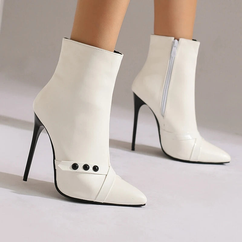 REAVE CAT-Sexy Stiletto Botas de Salto Alto, Botas de Couro, 12cm, Preto, Amarelo, Roxo, Tamanho Grande 44, 45, 46, 47, 48, US15, US16, US17