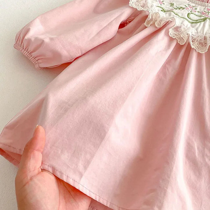 2025 nova primavera irmã vestido crianças roupas crianças vestidos de princesa manga comprida algodão bordado 1-6yrs bebê menina vestido de festa