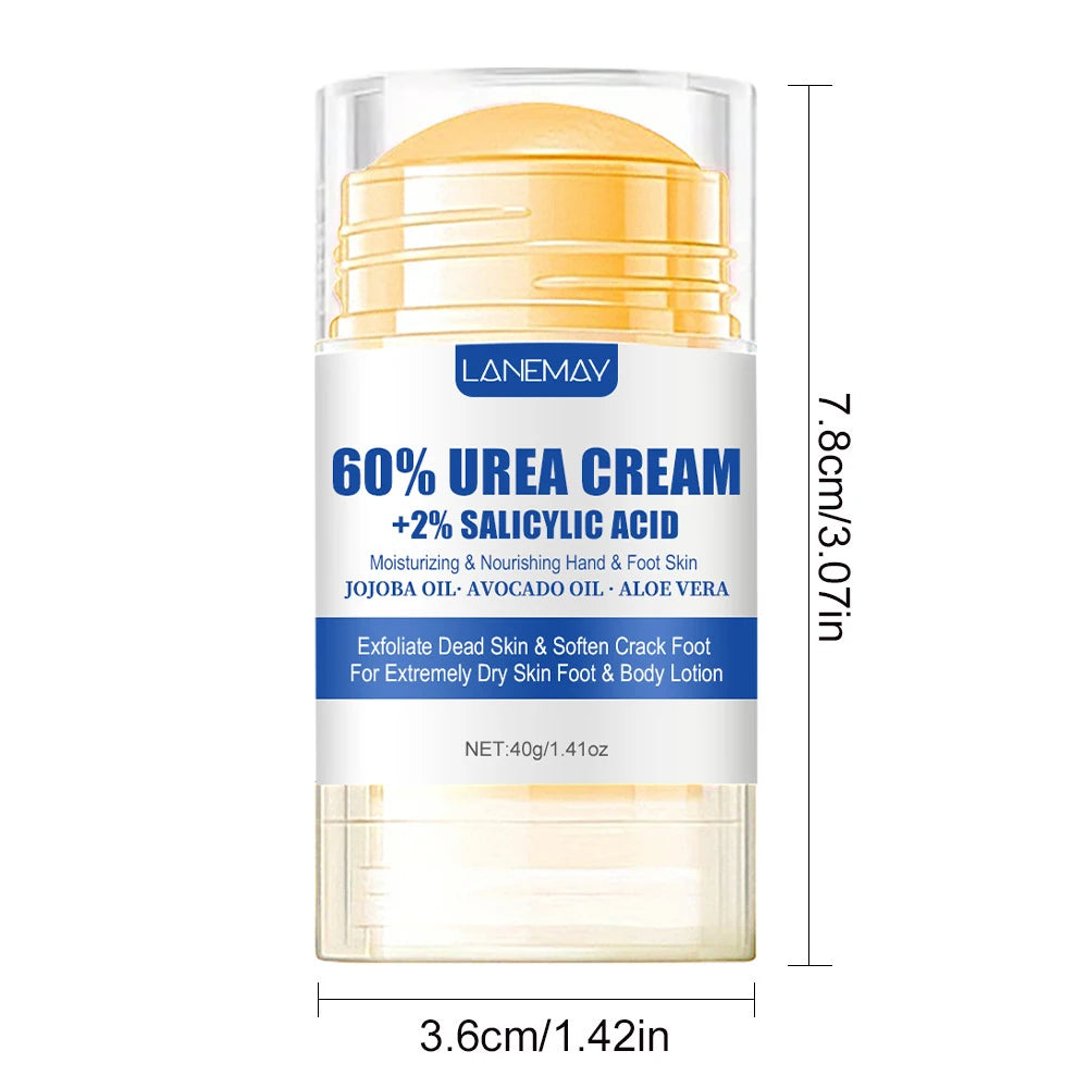 Creme Ultra-Hidratante para Pés com 60% de Ureia, Suaviza Pés Secos e Rachados, Exfoliação Suave, Creme Hidratante para Cuidados com os Pés