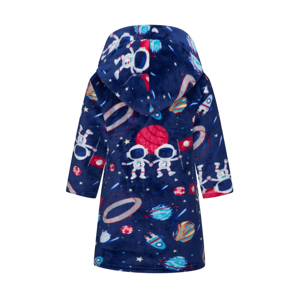 Crianças pijamas macios roupão de flanela de inverno 2025 novo dos desenhos animados bonito pijamas meninos meninas outono roupões com capuz homewear