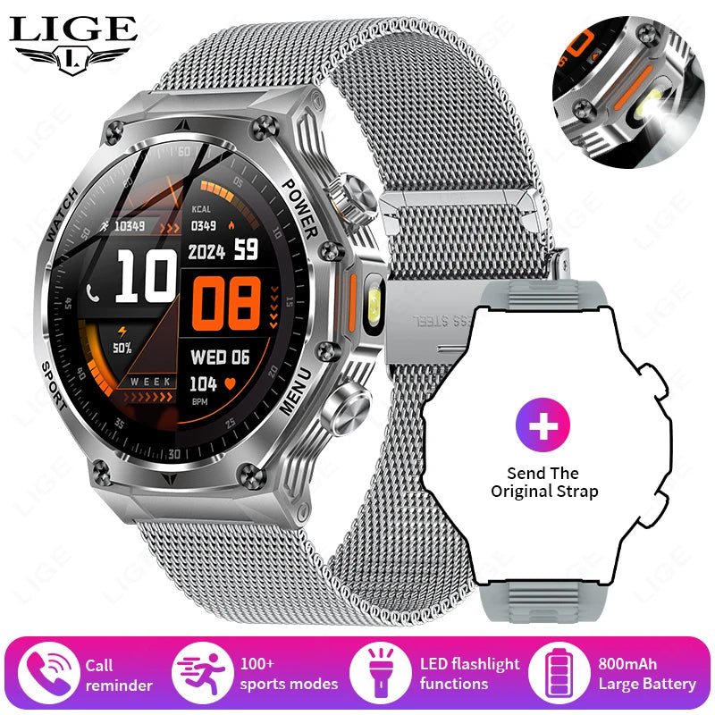Novo relógio inteligente masculino 2025 chamada bluetooth um clique conexão relógios ip67 à prova dip67 água 800mah bateria smartwatch homem android ios