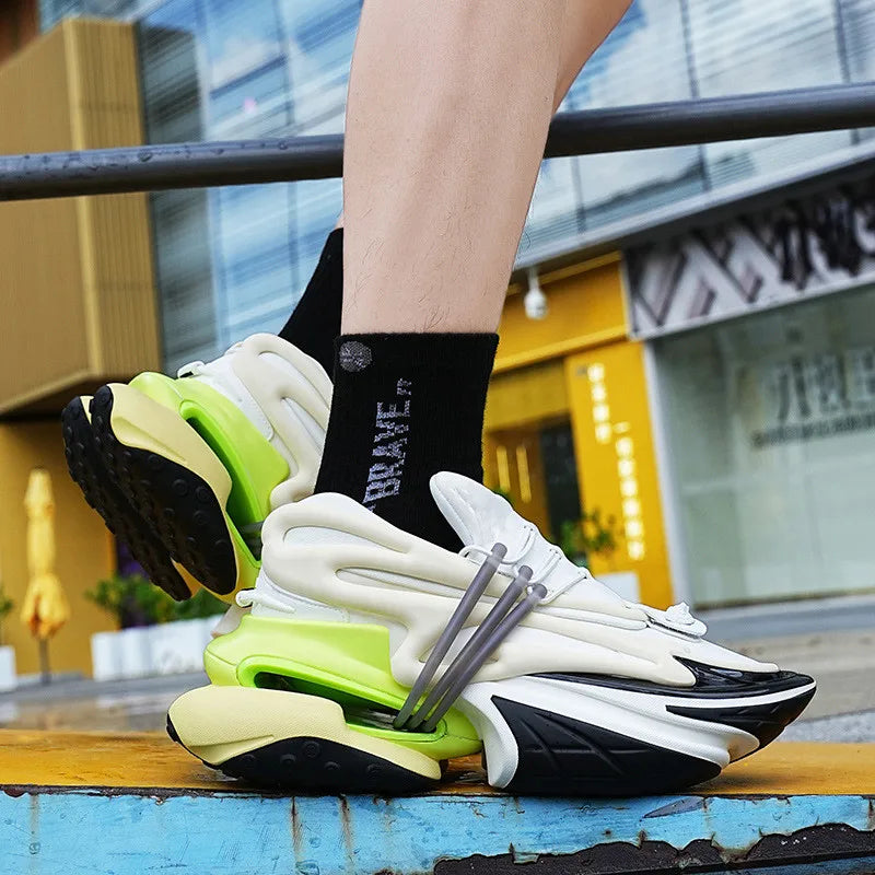 2025 mulheres tênis de plataforma fundo grosso rendas sapatos dedo do pé apontado confortável antiderrapante ao ar livre sapatos de marca para homem