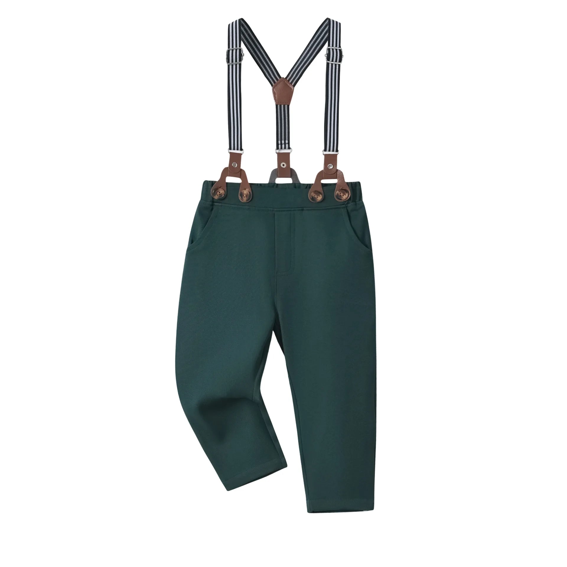 Camisa estampada às bolinhas com calças sólidas para meninos, conjunto de arco suspensor infantil, roupa de cavalheiro, traje de aniversário, 2 a 6 anos, primavera
