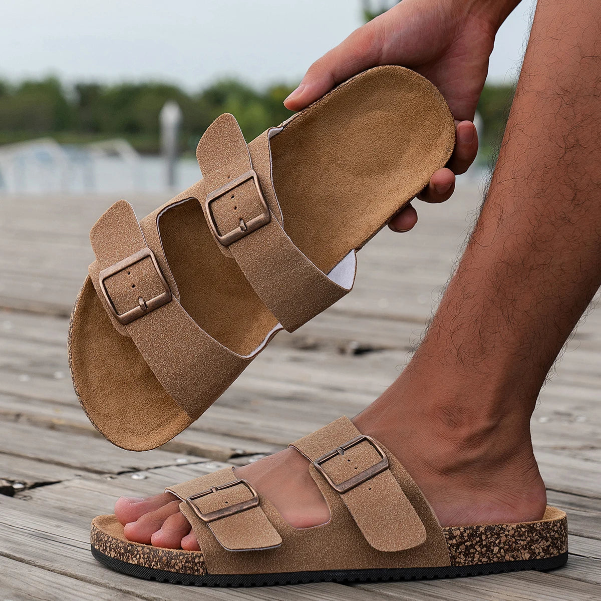 Chinelos da moda masculina para homem mulher casa ao ar livre impermeável antiderrapante deslizamento versátil sandálias romen sapatos Size39-46