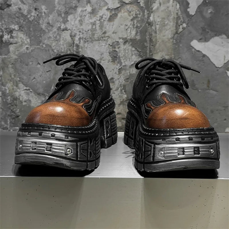 2025 mulher tênis novo estilo punk sapatos femininos gótico tornozelo rock botas rendas salto altura sapatos plataforma mulher decoração de metal