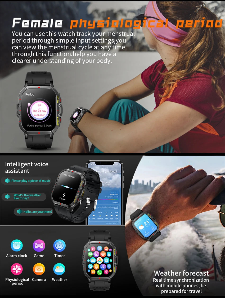Lige 2025 relógio inteligente masculino esportes ao ar livre monitoramento de freqüência cardíaca ip68 à prova dip68 água relógios bluetooth chamada smartwatch para android ios