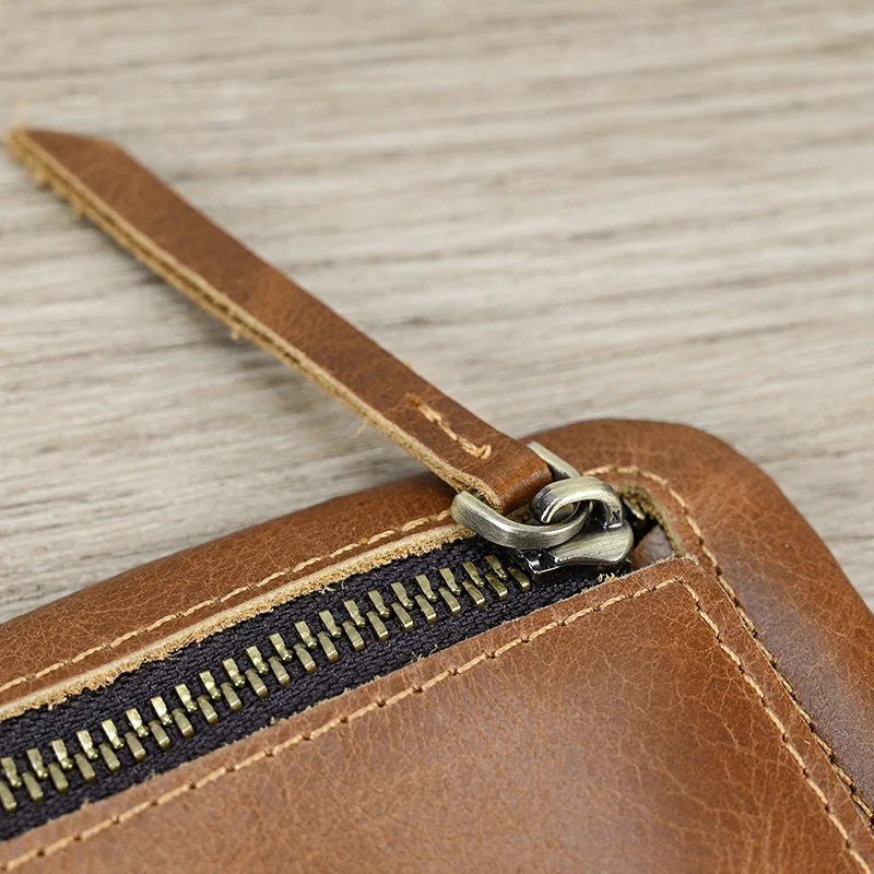 Luufan couro genuíno zíper moeda cartão bolsa de couro real rfid titular do cartão embreagem carteiras slots para homens mulheres mini bolsa fina