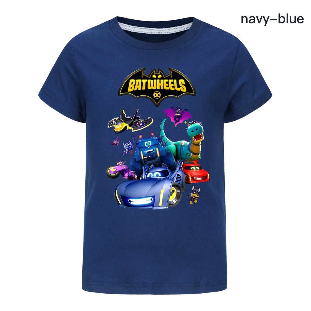Engraçado batwheels manga curta crianças roupas camisetas verão crianças topos dos desenhos animados camisetas casuais de algodão meninos meninas clothes3057