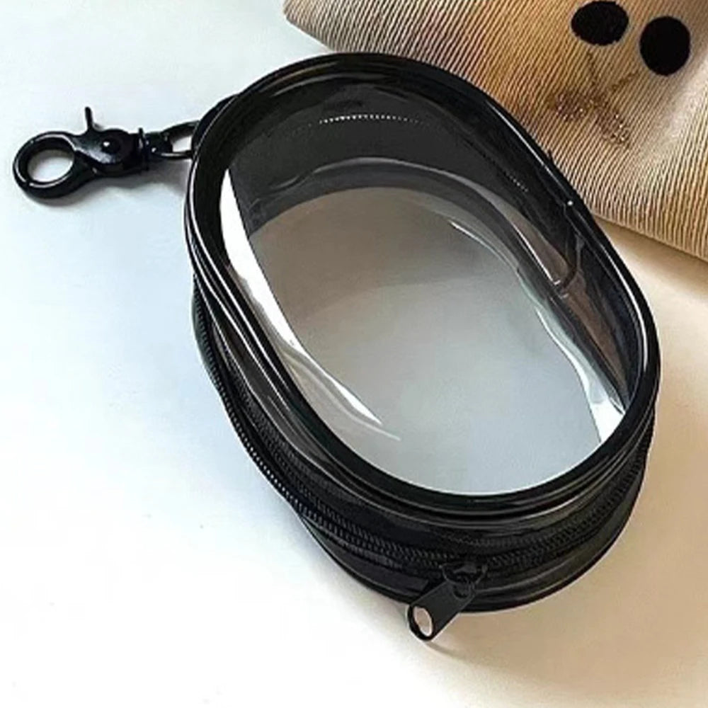 Mini saco de armazenamento com zíper transparente, chaveiro portátil, boneca de desenho animado, organizador de brinquedos para fones de ouvido, carregadores, cabo de dados, sacos de presente