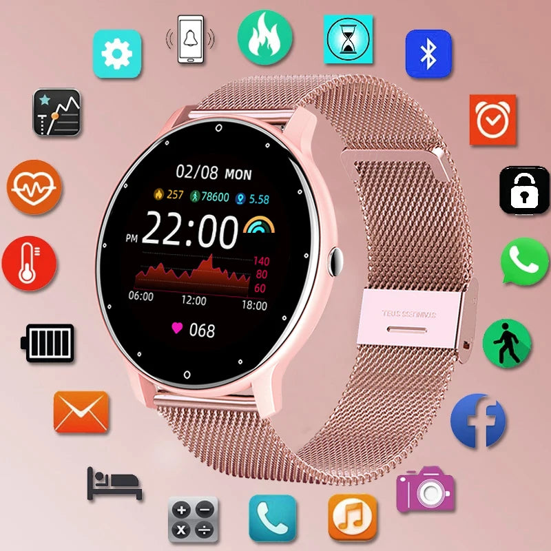 LIGE Relógio inteligente feminino à prova d'água, previsão do tempo em tempo real, relógios esportivos para mulheres, Android IOS