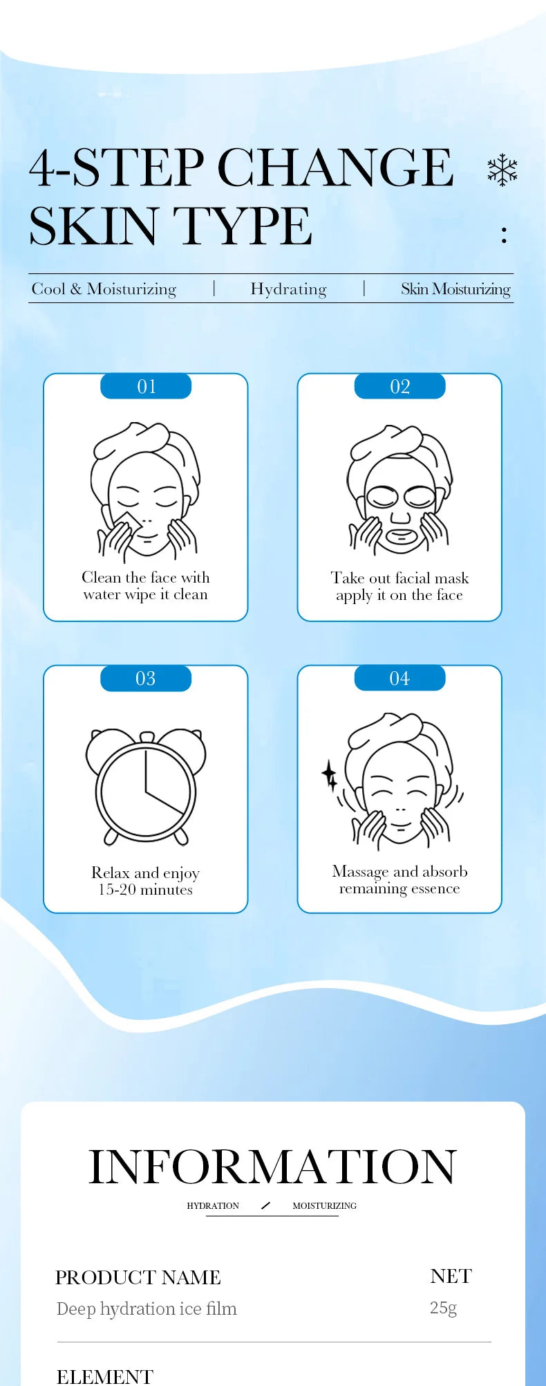 5 pçs sadoer máscaras de gelo para o rosto hidratação profunda hidratante brilho endurecimento máscara facial folha máscaras faciais beleza cuidados com a pele