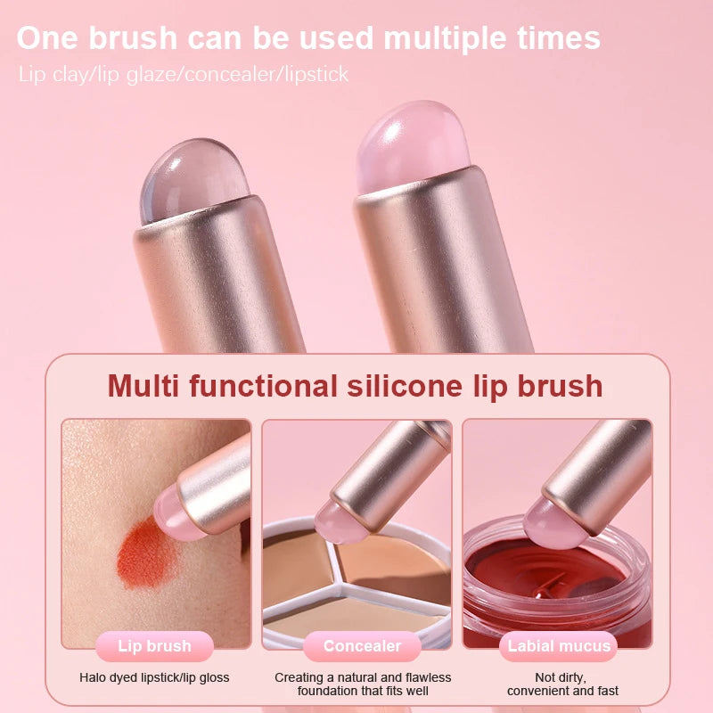 Pincel de maquiagem corretivo labial de silicone, pincel de silicone para bálsamo labial, brilho labial, batom multifuncional