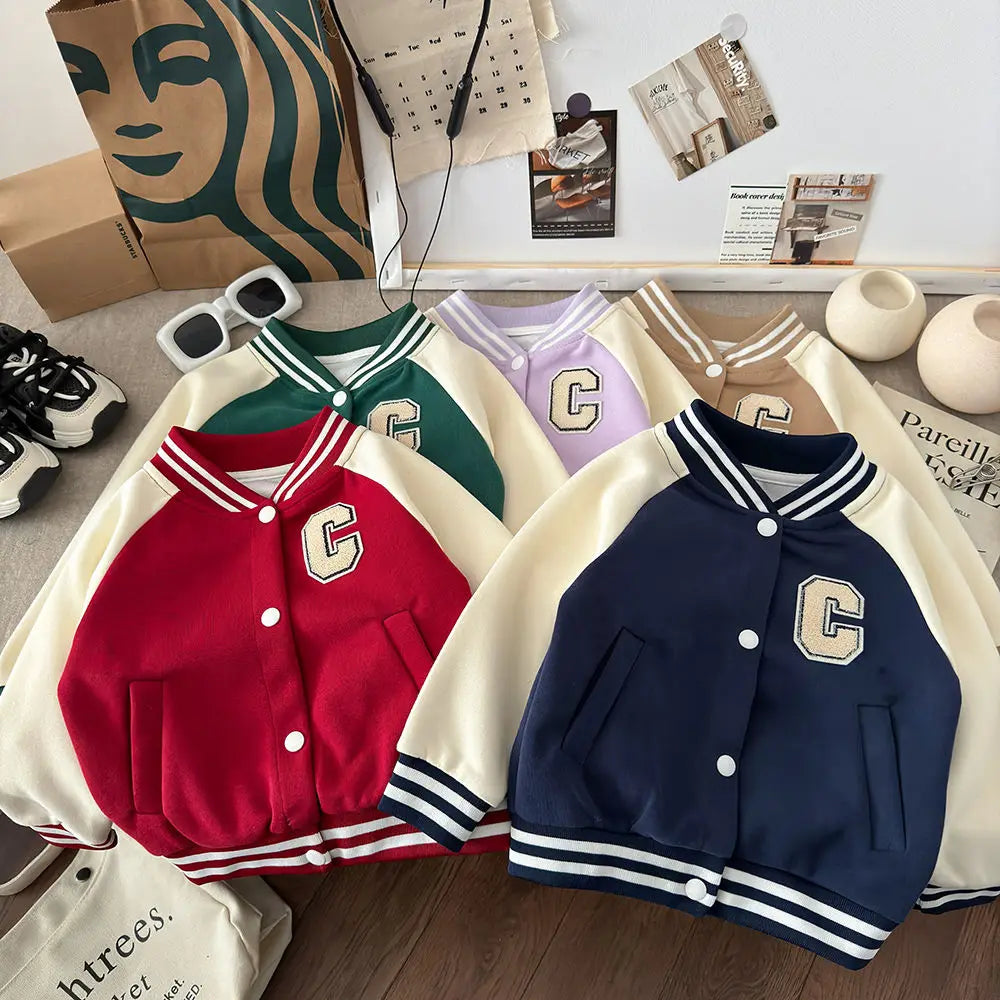 Meninos meninas jaquetas de beisebol crianças carta outono casaco nova primavera moda esportes outerwear crianças casual retalhos roupas 2-10y