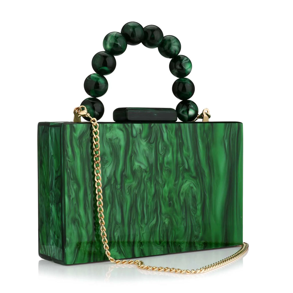 Beading bolsa de mármore acrílico caixa luxo embreagem sacos noite festa casamento corrente bolsa ombro jantar vestido bolsa festival presente