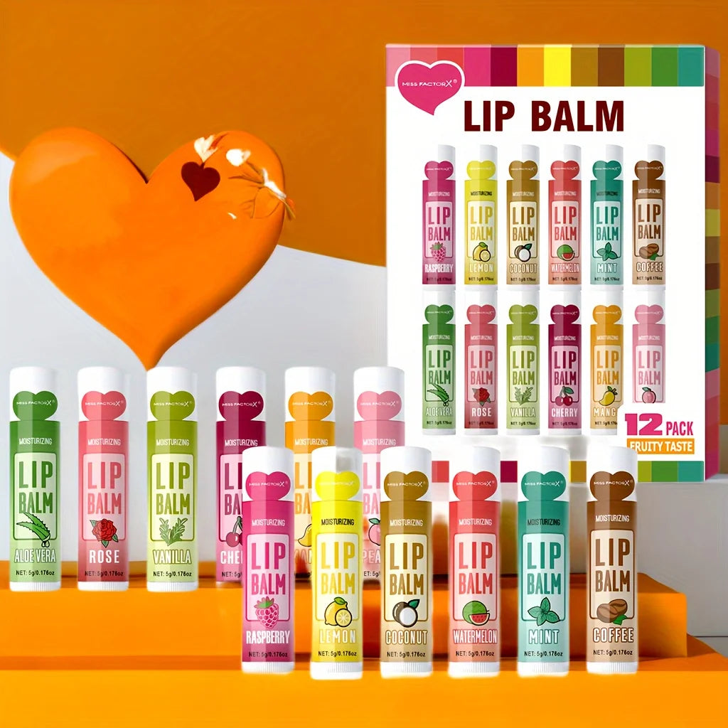 12 PCS/presente conjunto de bálsamo labial 5g Hidratação profunda e esfoliante hidratante de longa duração para criar lábios hidratados