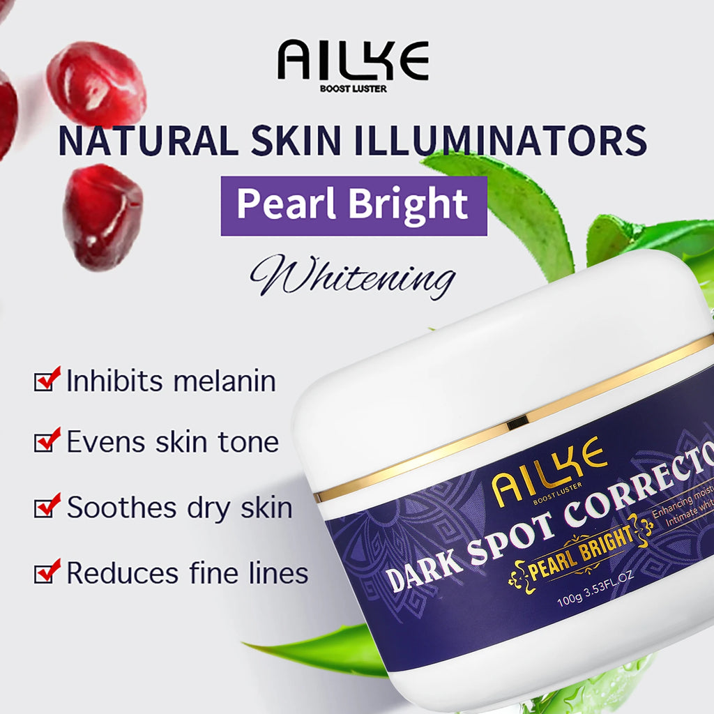 AILKE Clareador de cuidados com a pele, com glutationa dupla, clareador, hidratante, remove manchas escuras, melanina, cuidados faciais brilhantes da pele